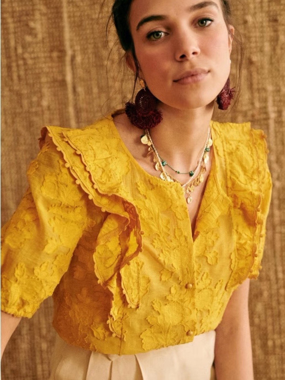 Sézane Jordanna Blouse. Ochre. Size 34 (US 2)